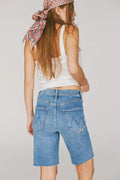 MOTHER High-Rise Rider Bermuda Fray Shorts