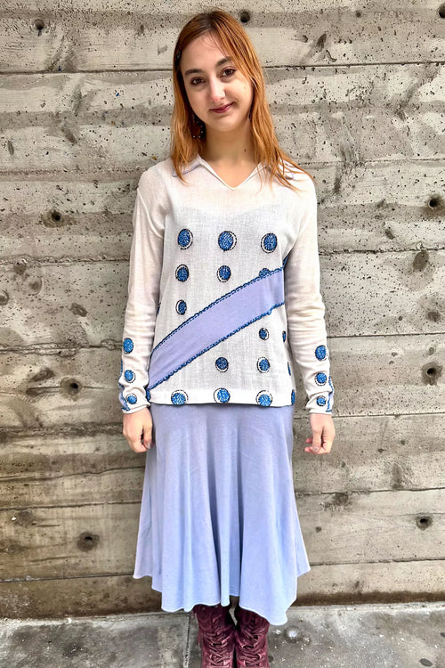 1920’s Periwinkle Embroidered Dress Selected by Nomad Vintage