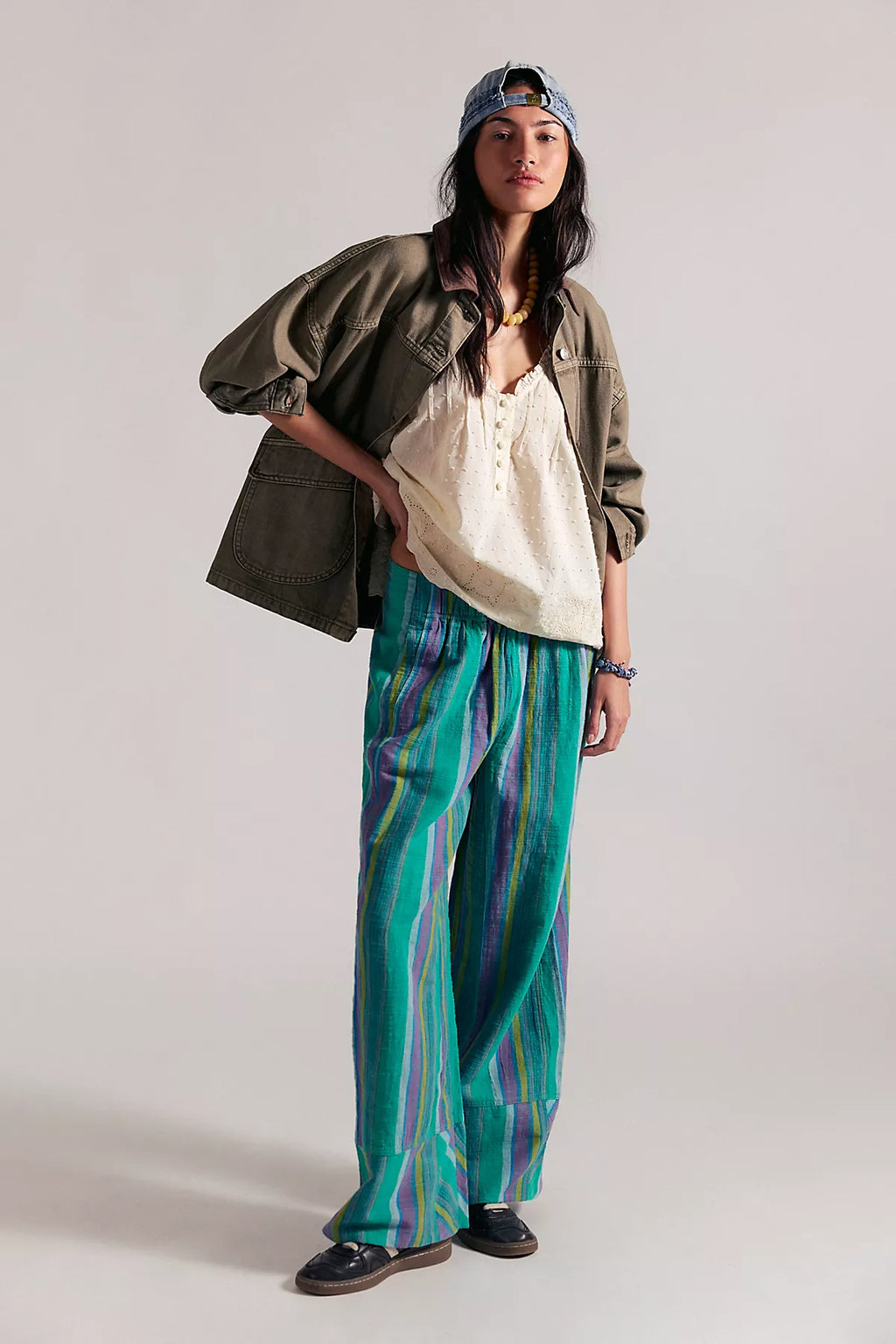 Day's End Linen Striped Pull-On Pants