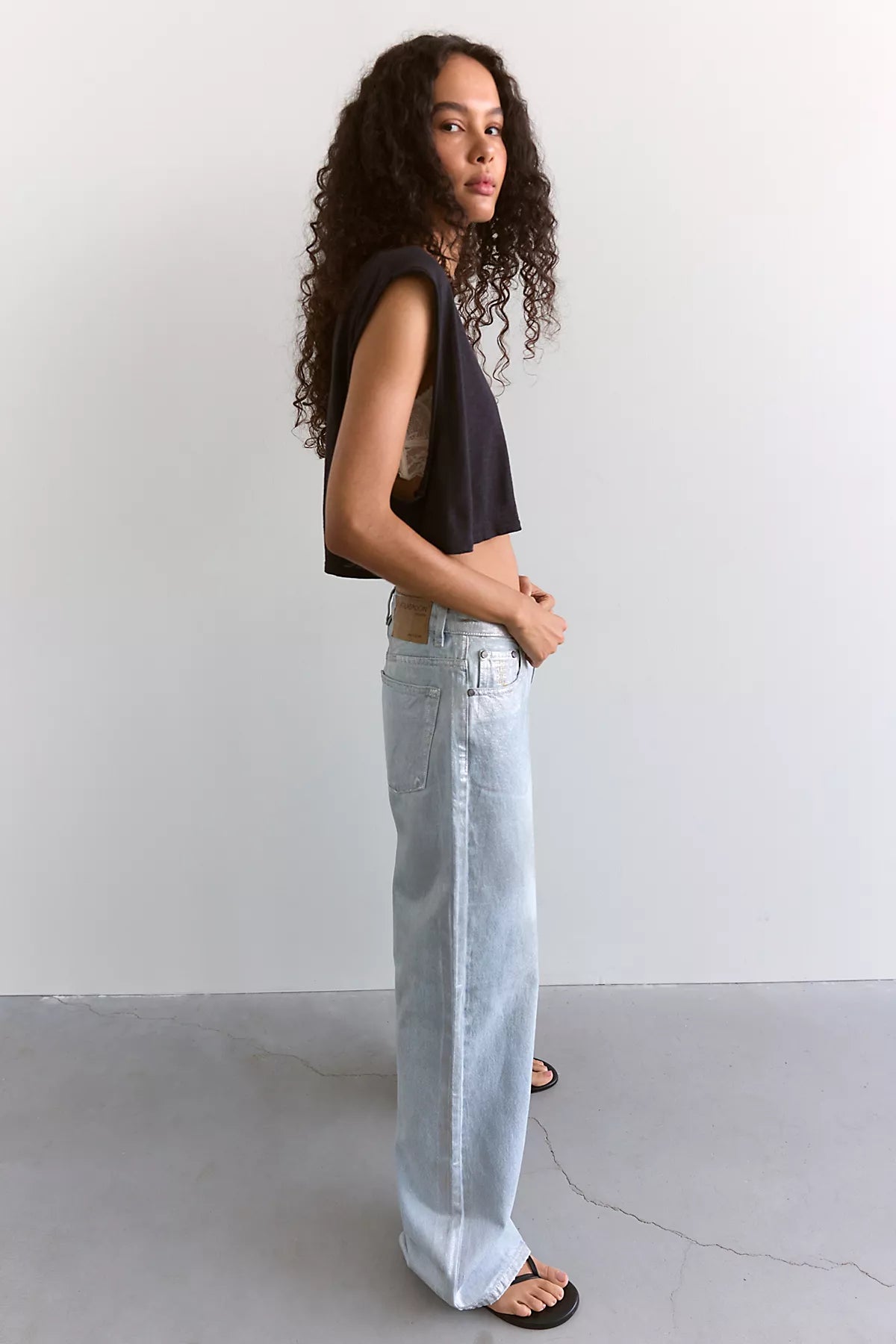 OneTeaspoon Jackson Wide-Leg Metallic Jeans