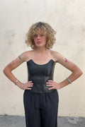 Miaou Black Vegan Leather Bustier Selected by The Curatorial Dept.