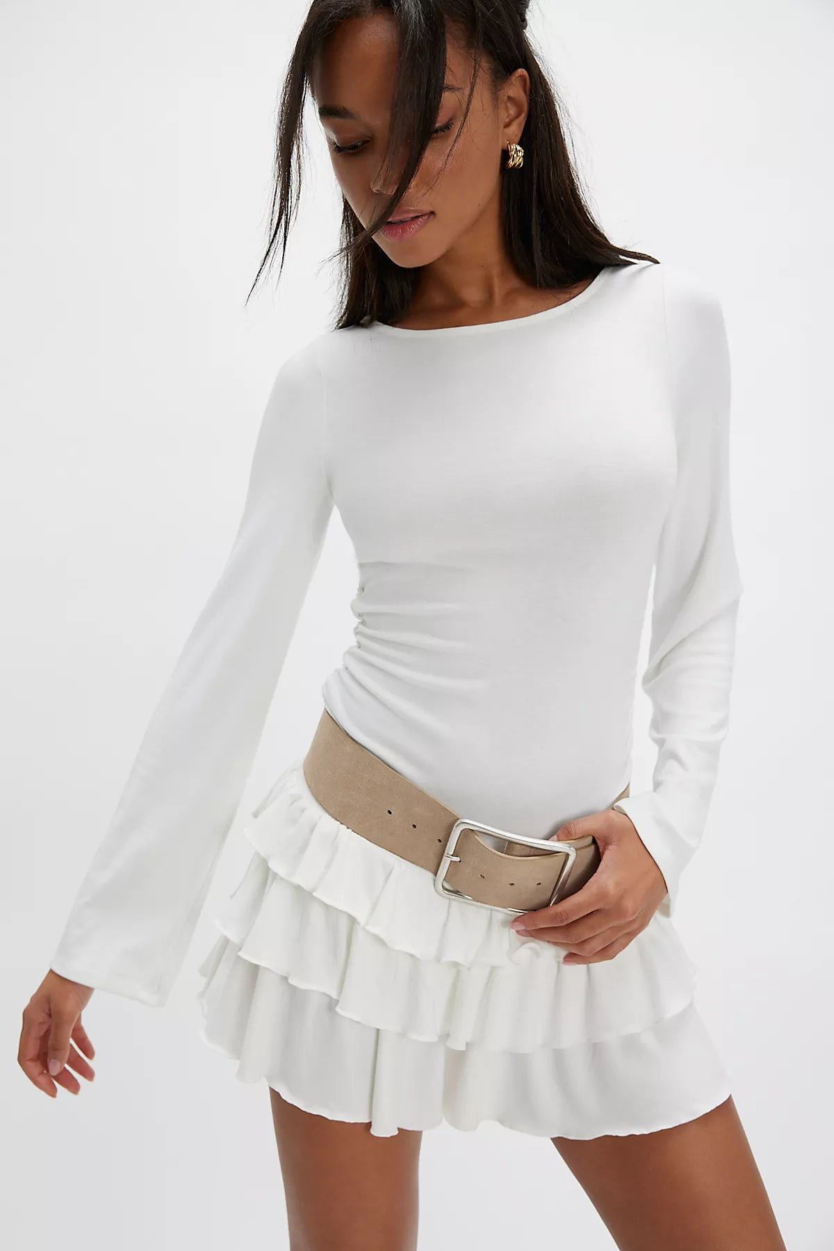 Good Feels Ruffle Long-Sleeve Mini Dress