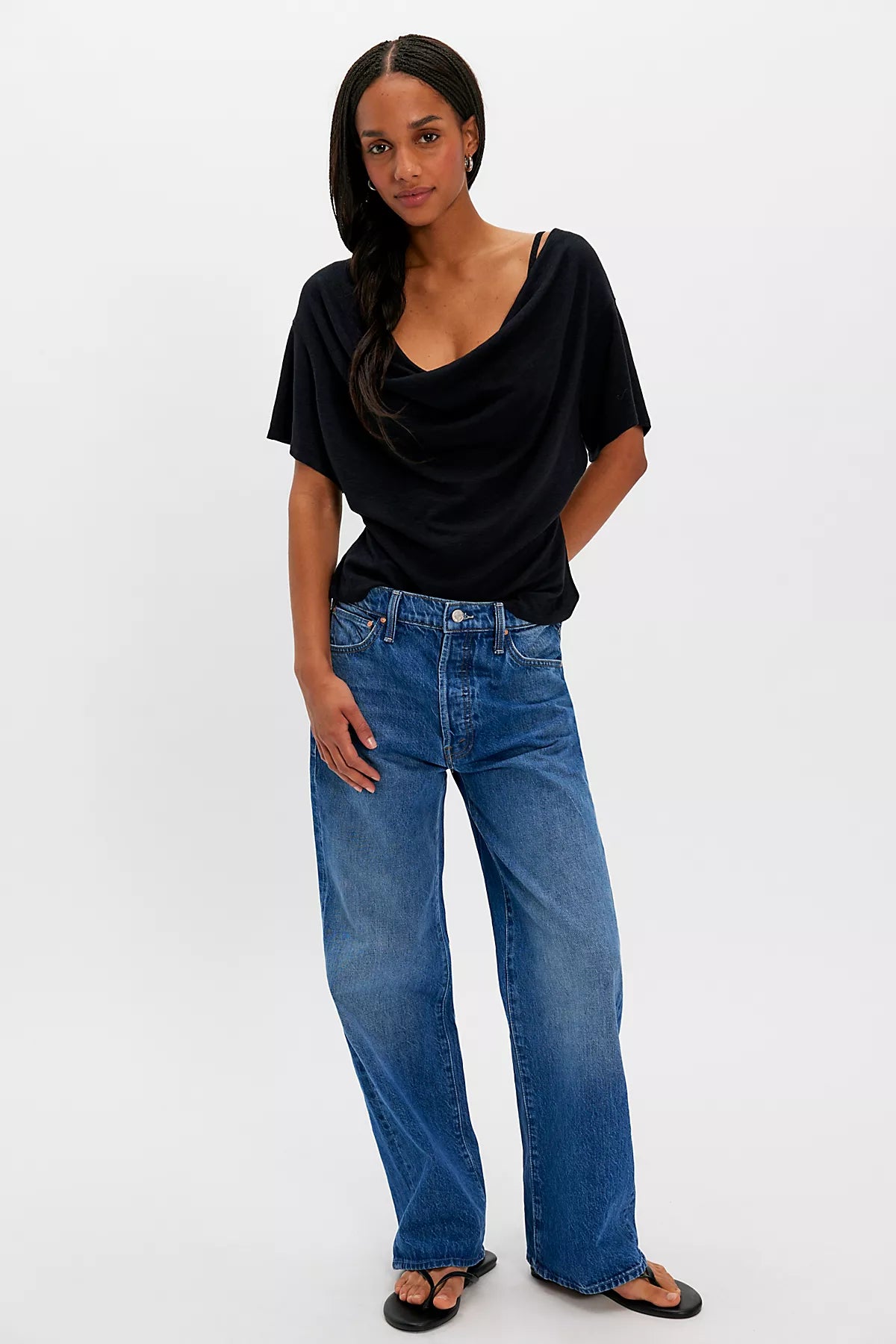 MOTHER The Dodger Button Flood Jeans
