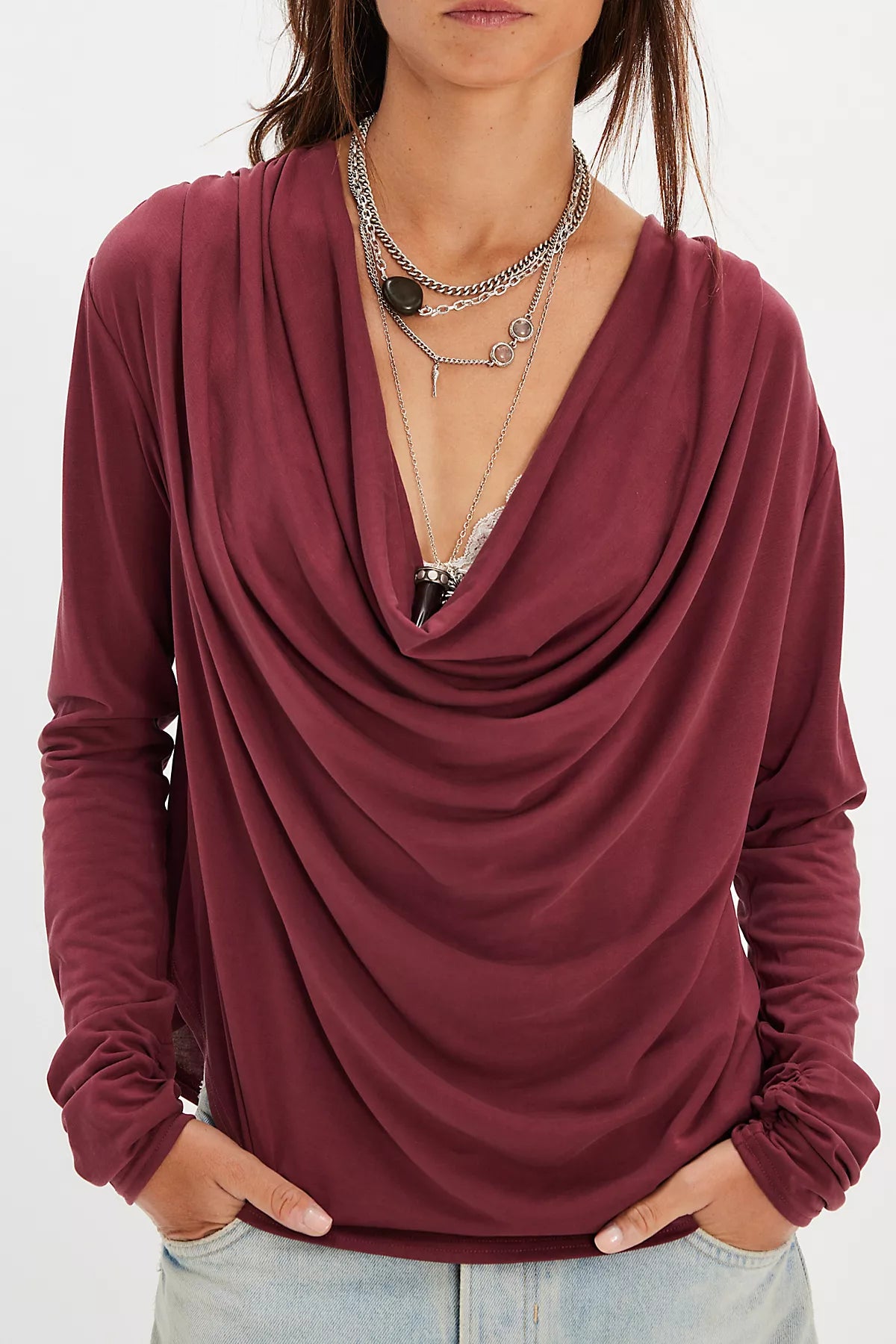 Jane Draped Long Sleeve Top