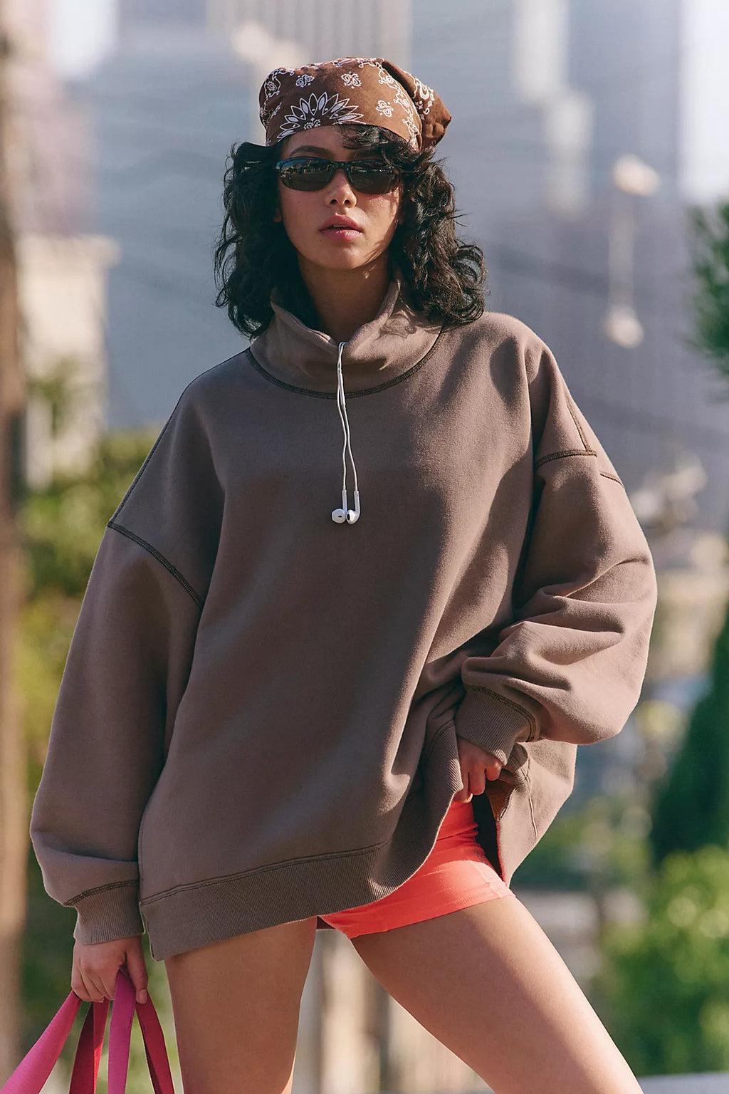 A Cut Above Floral Logo Mock Neck Pullover Sweatshirt