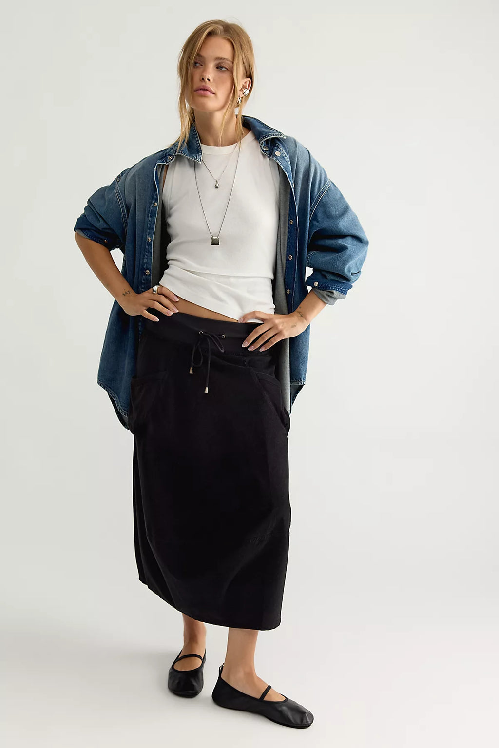 Boom Shankar Cord Guru Midi Skirt