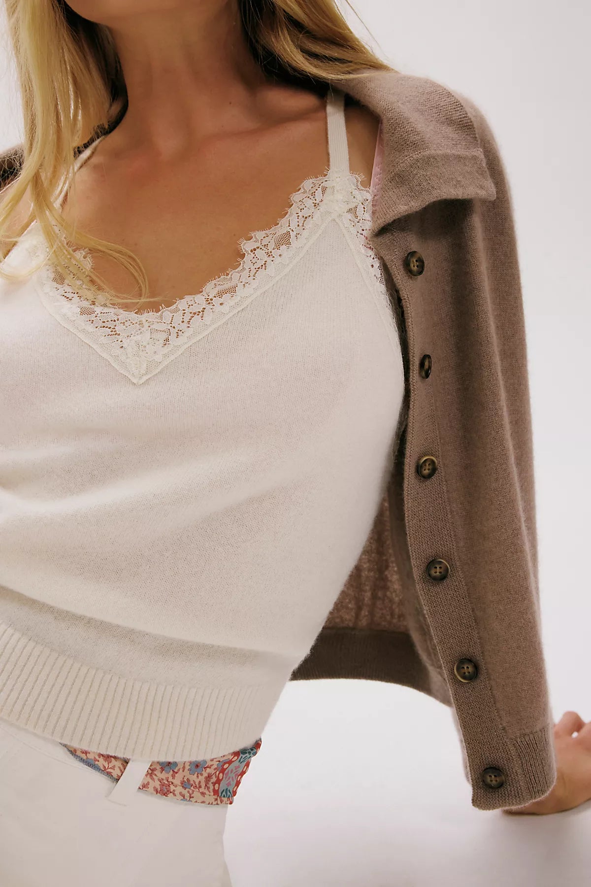 Lace Cashmere Tank Top