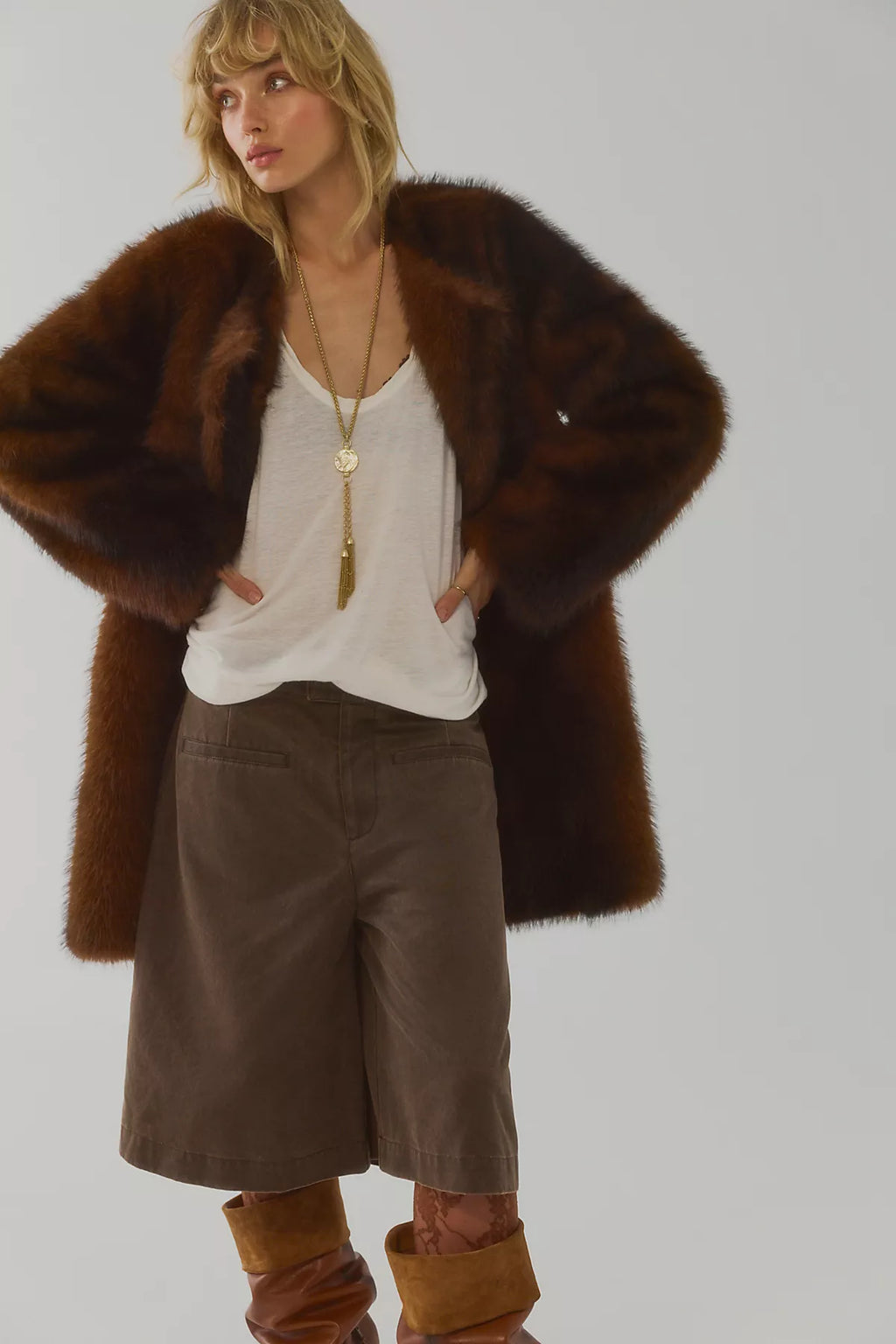 Byron Mid-Length Faux Fur Coat