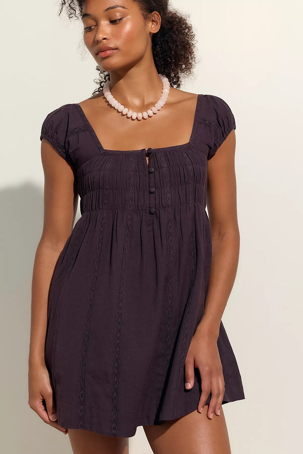 Nina Babydoll Cotton-Linen Mini Dress