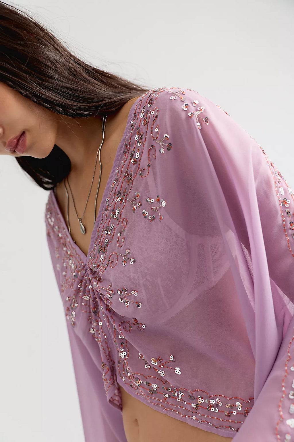Calla Embellished Cape Top