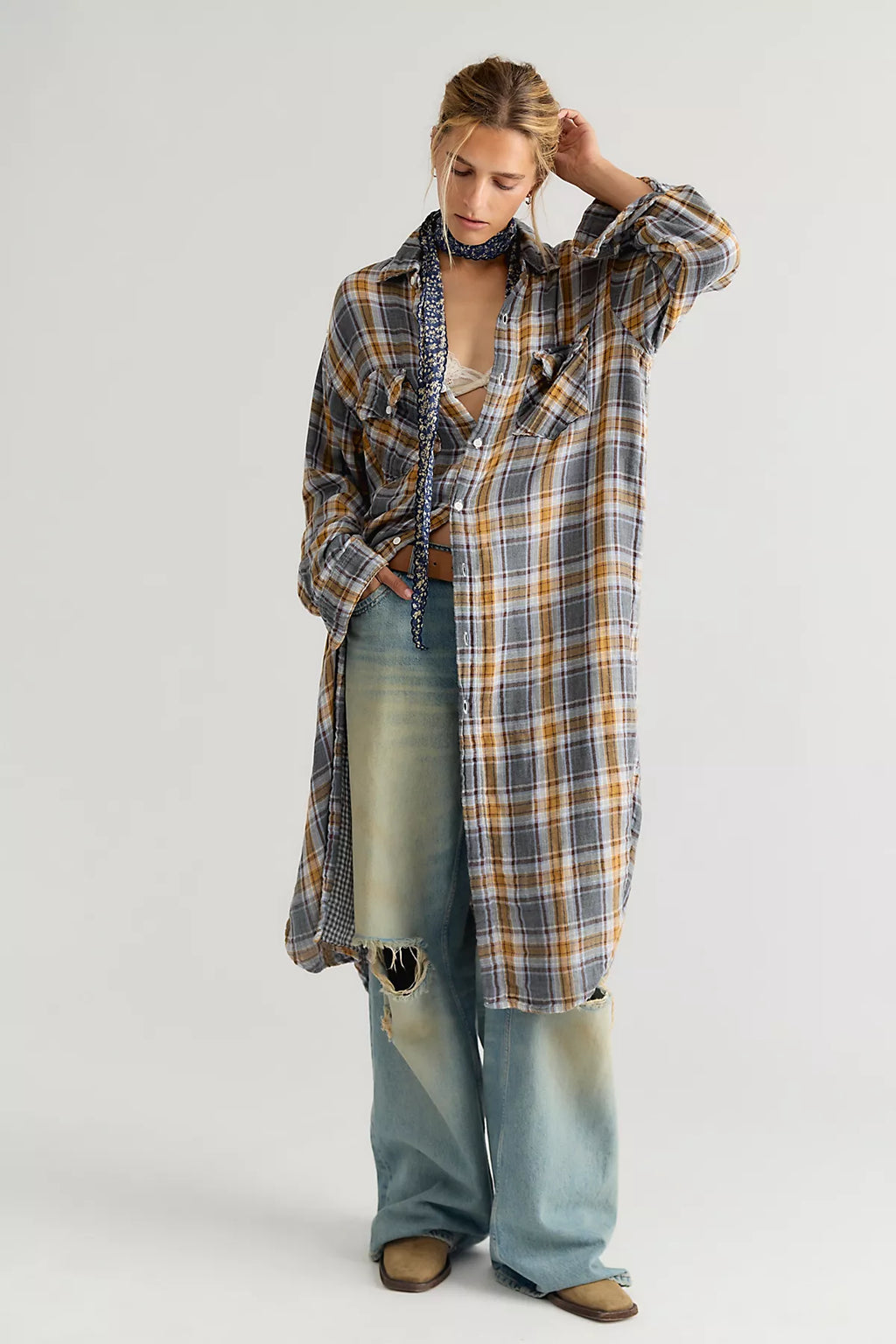 Llea Blue Two Pocket Maxi Top