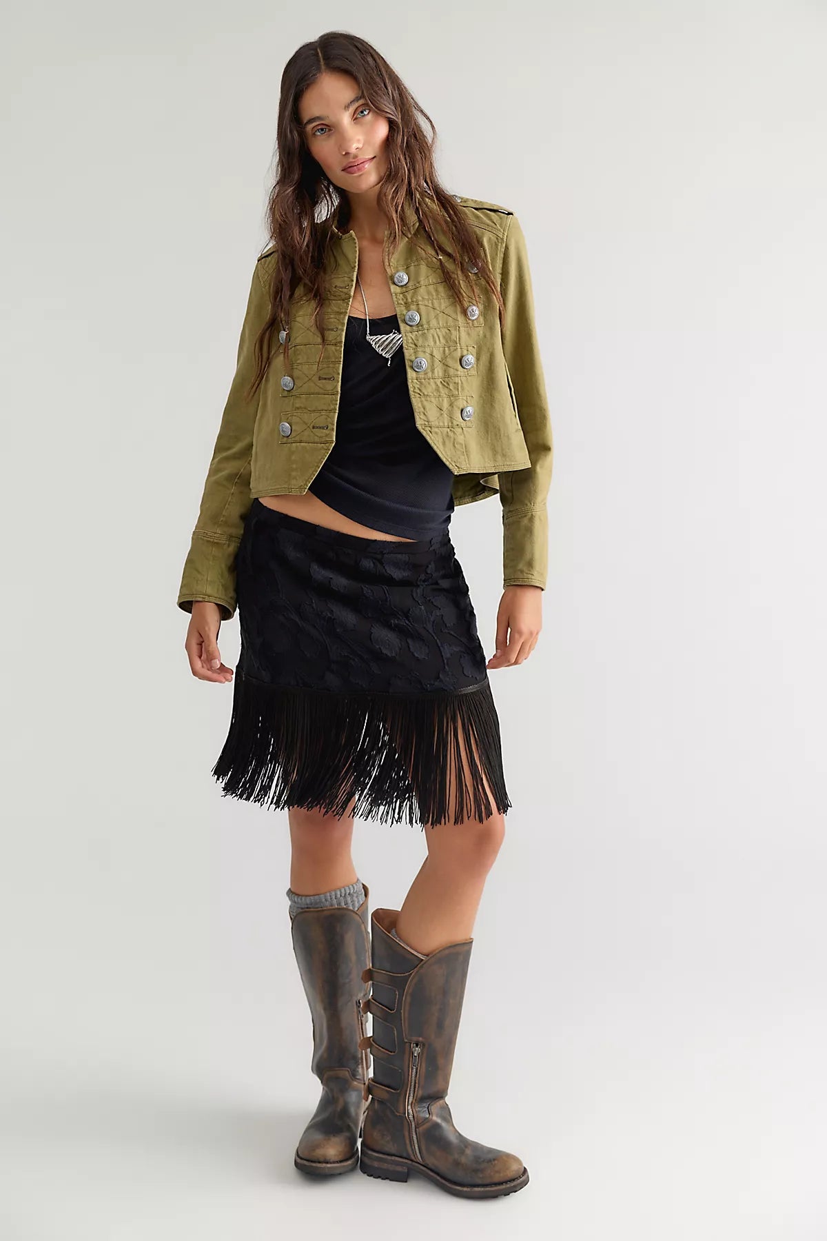Nigel Preston Micro Mini Fringe Skirt