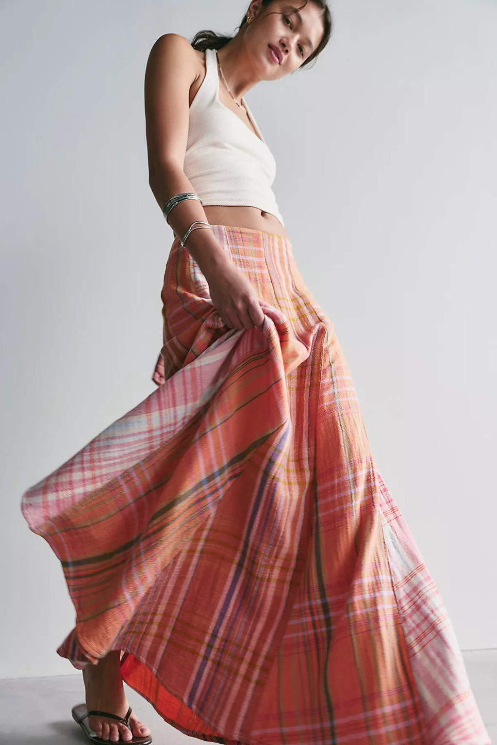 Maizie Summer Plaidwork Maxi Skirt