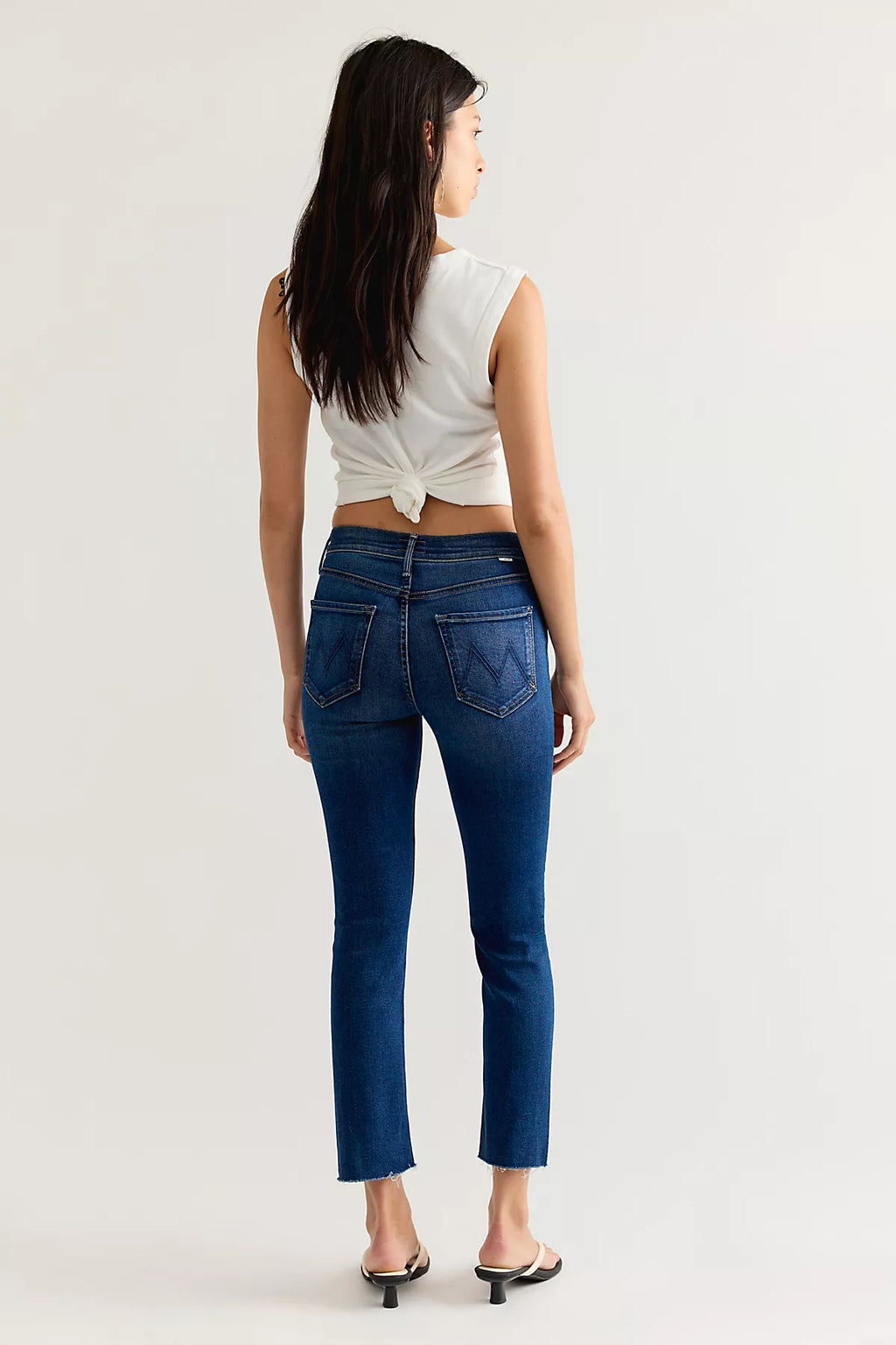 MOTHER Mid-Rise Dazzler Ankle Fray Jeans