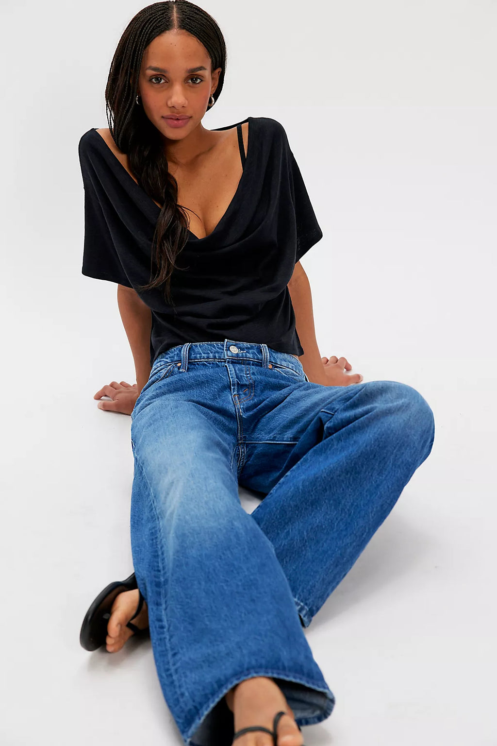 MOTHER The Dodger Button Flood Jeans