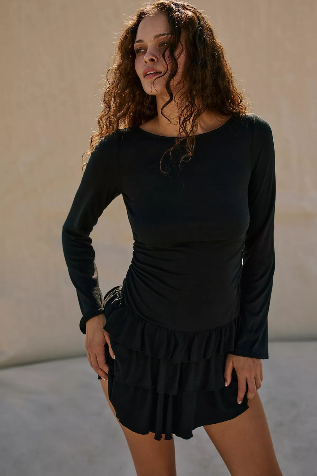 Good Feels Ruffle Long-Sleeve Mini Dress