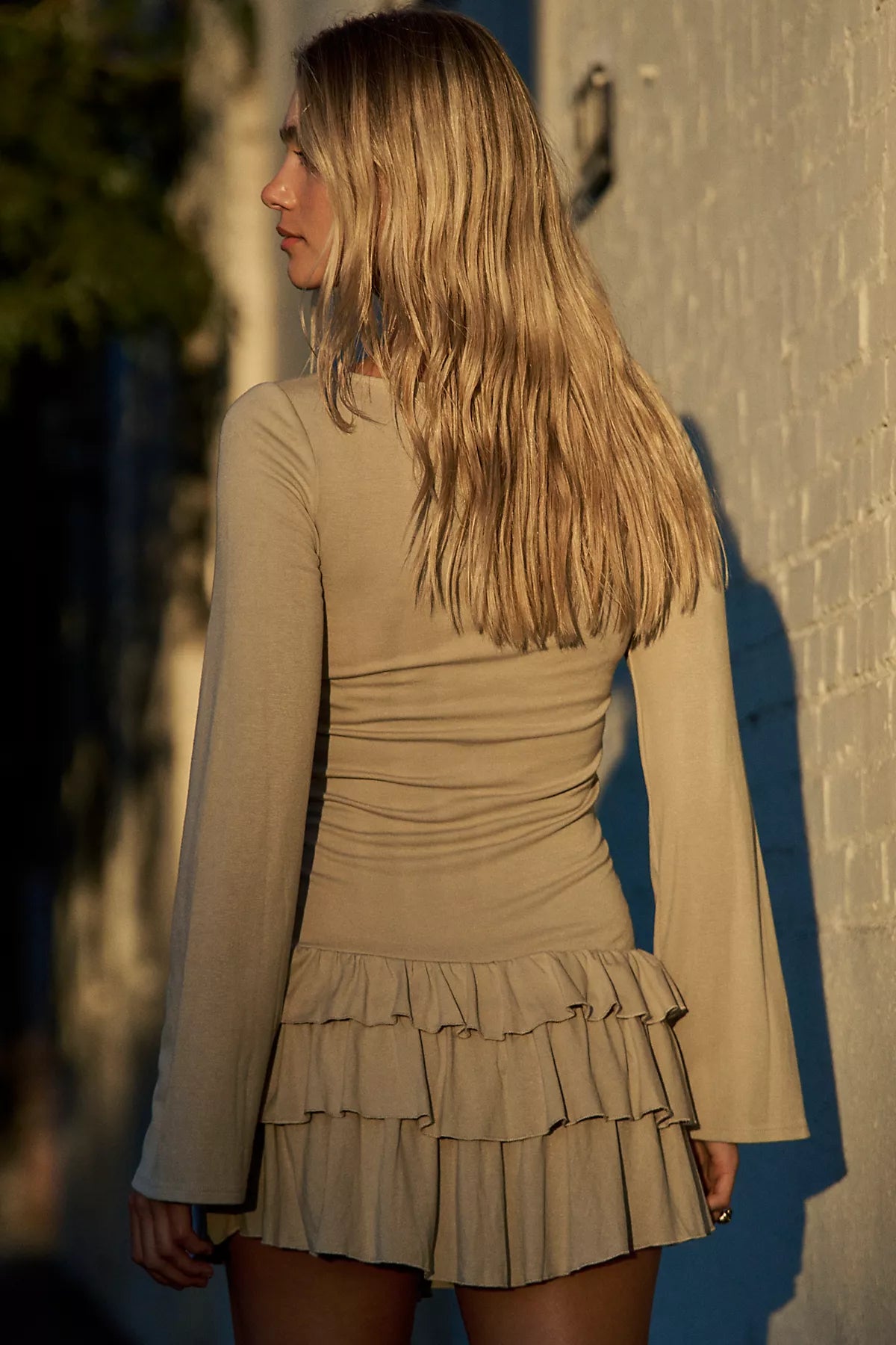 Good Feels Ruffle Long-Sleeve Mini Dress