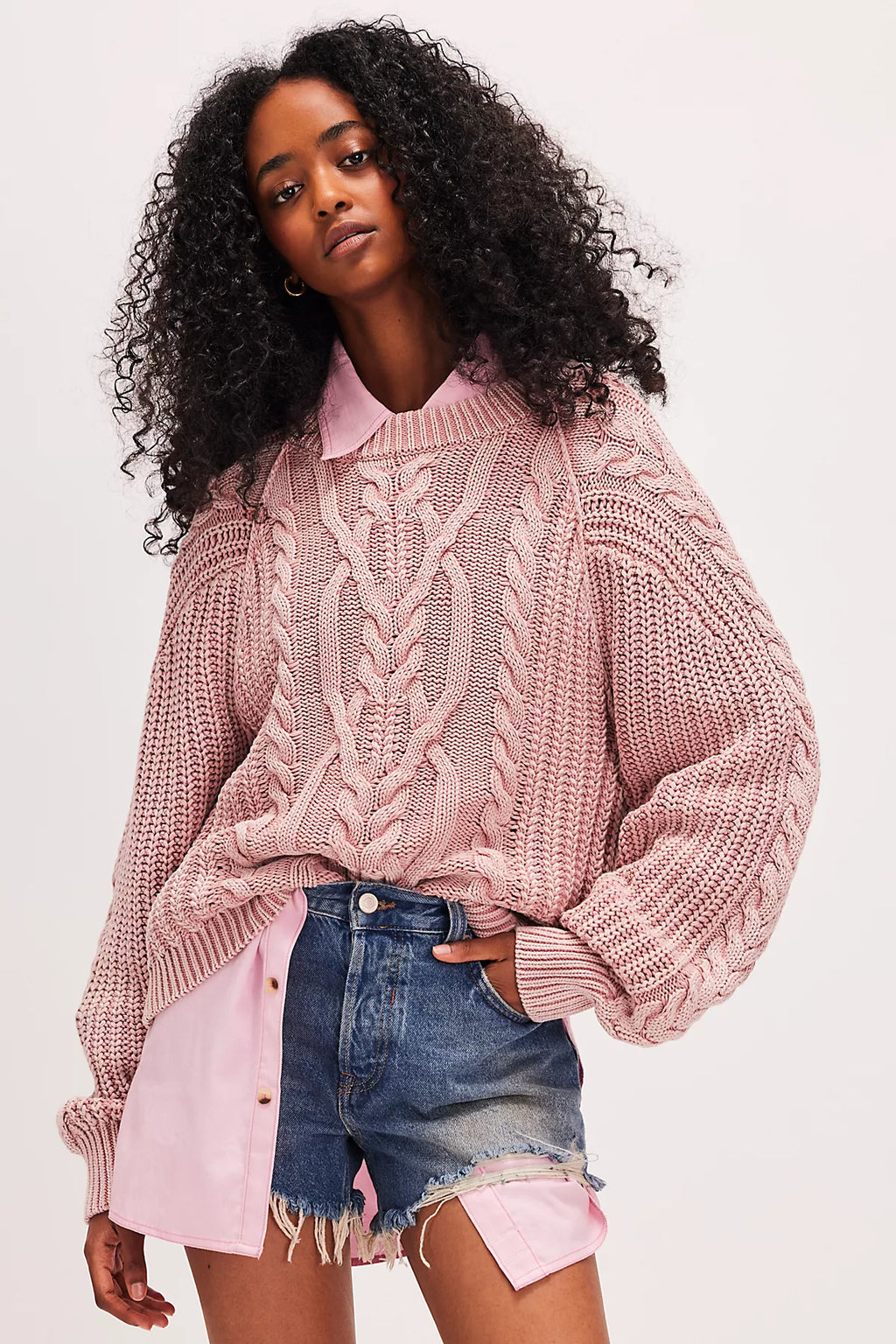 Frankie Cable Knit Cotton Sweater