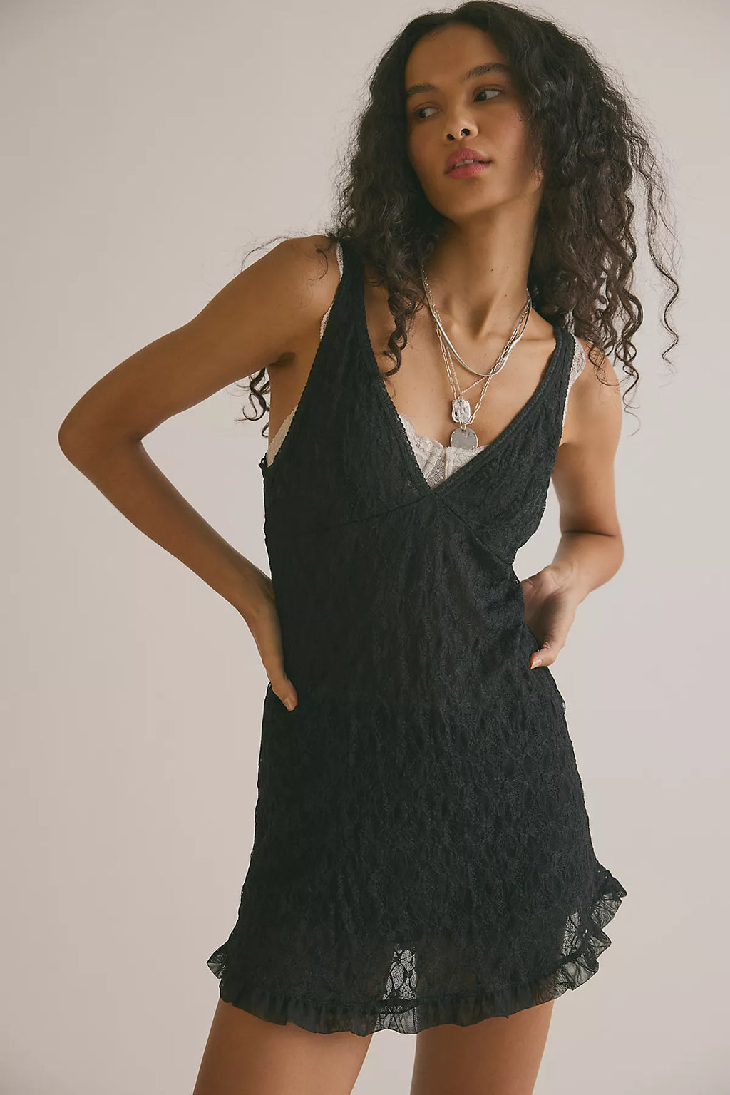Lace Mini Slip Dress