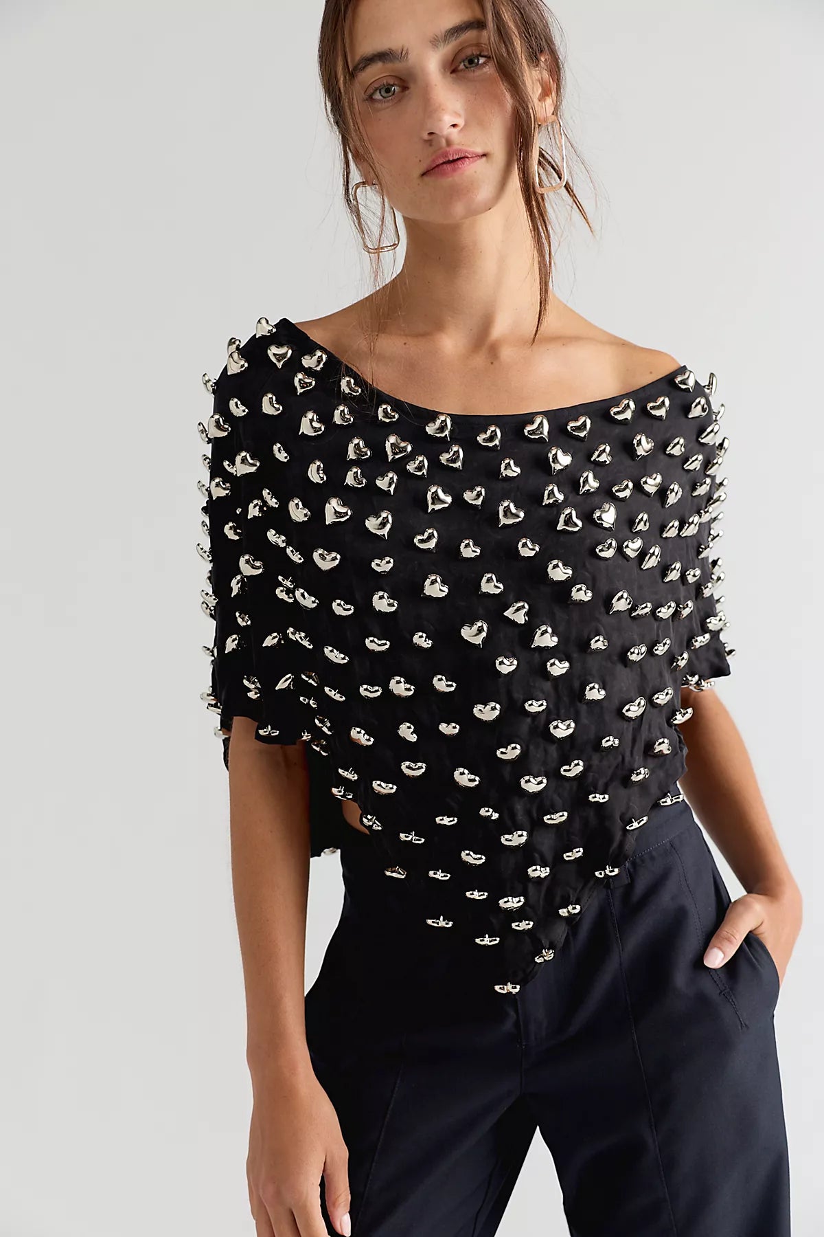 Heart Charm Cropped Poncho