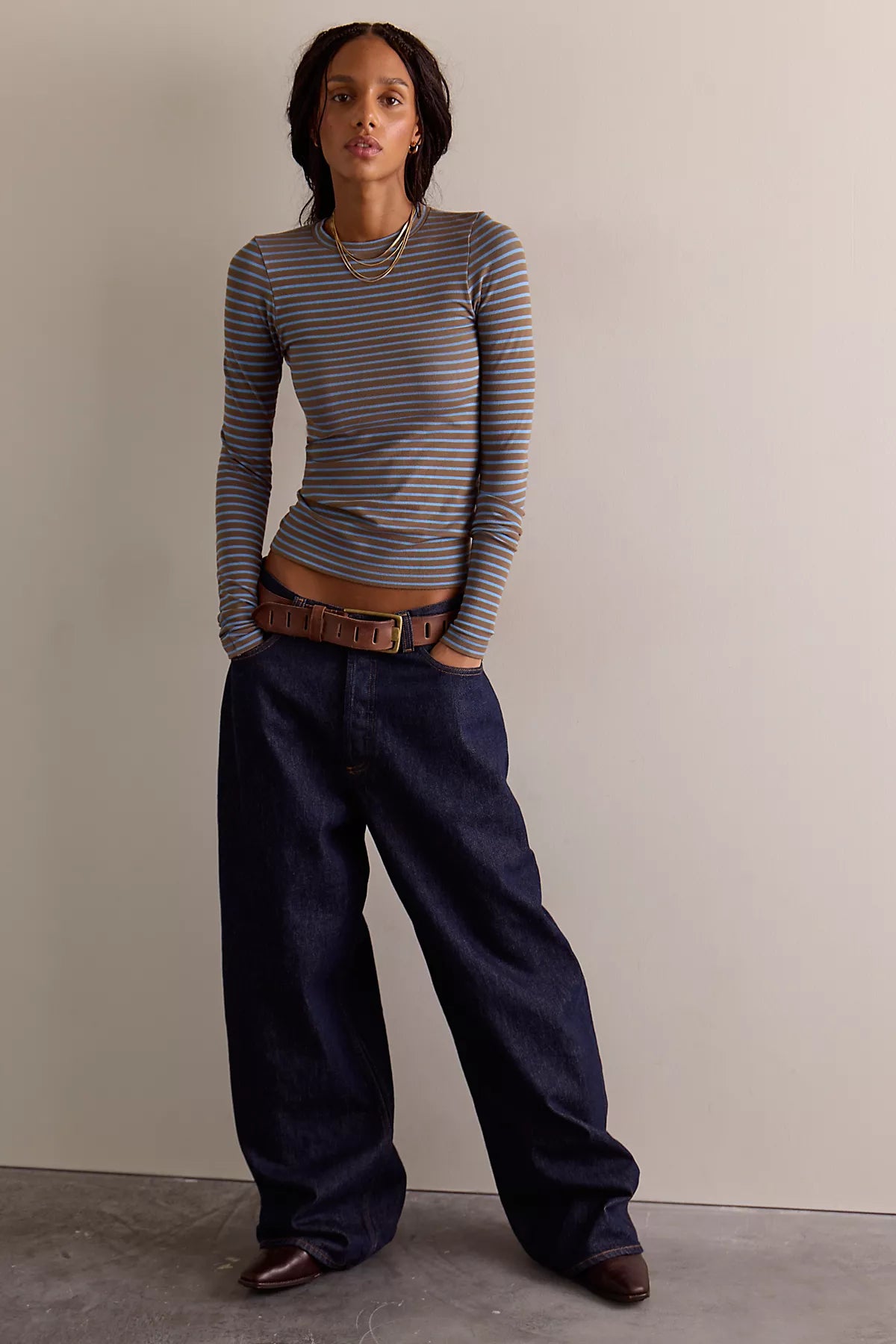 Just Enough Stripe Crew Neck Long Sleeve