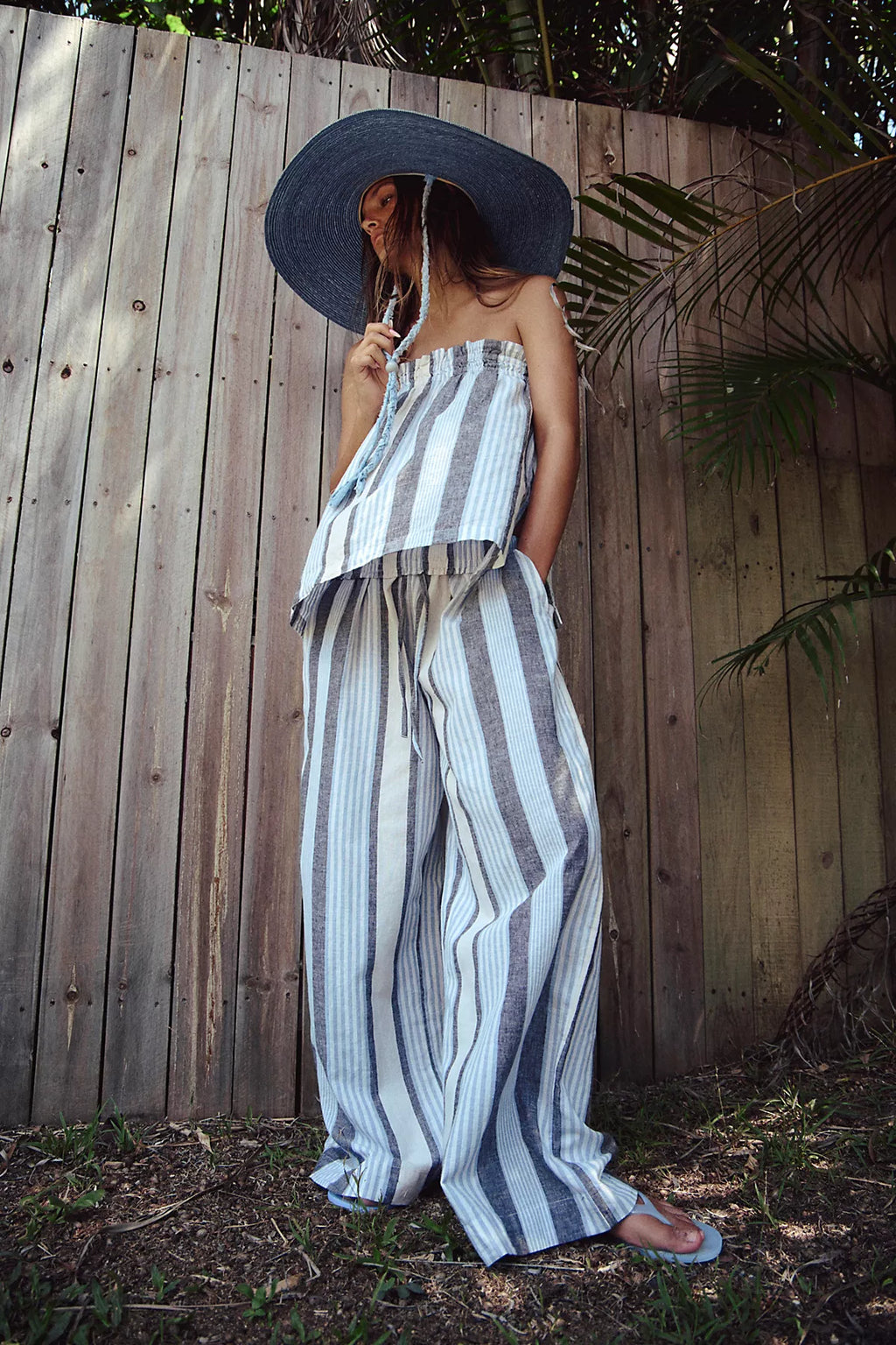 Corfu Striped Cotton-Linen Set