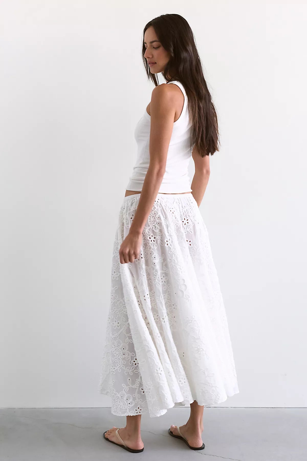Norma Kamali Flared Cotton Midi Skirt