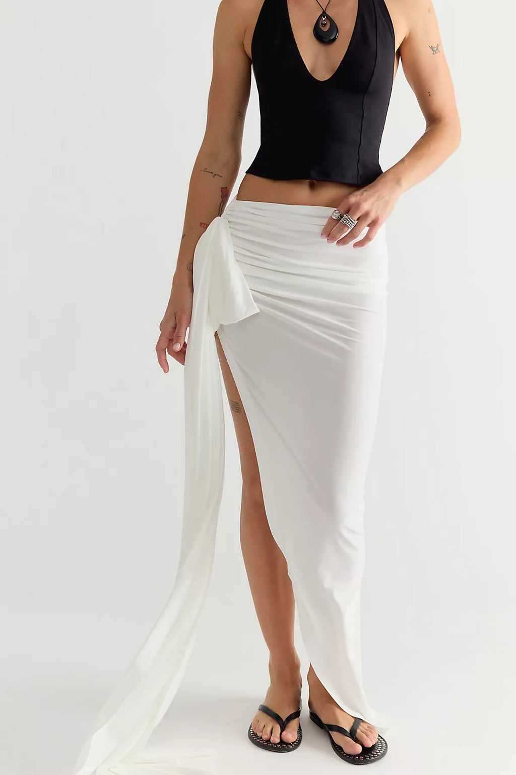 Norma Kamali Diana Bow Long Skirt