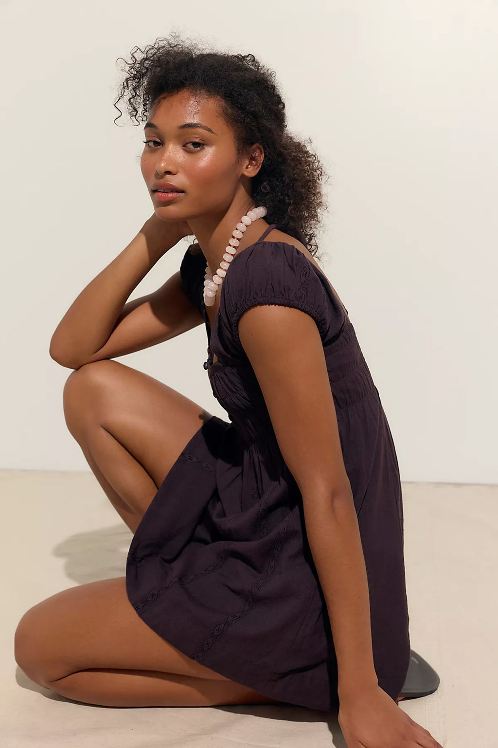 Nina Babydoll Cotton-Linen Mini Dress