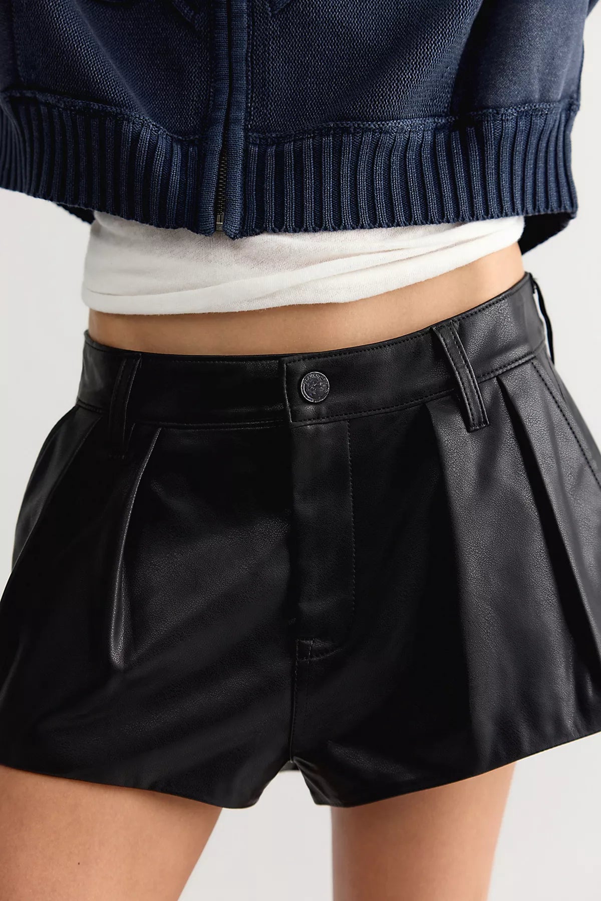 Blank NYC Pleated Vegan Leather Shorts
