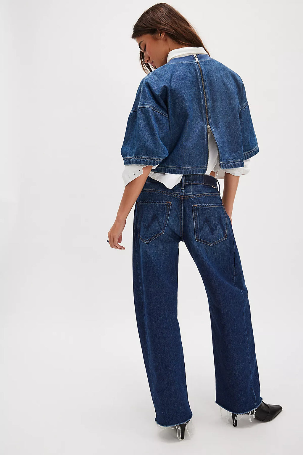 MOTHER The Mid-Rise Full-Pipe Flood Fray Jeans