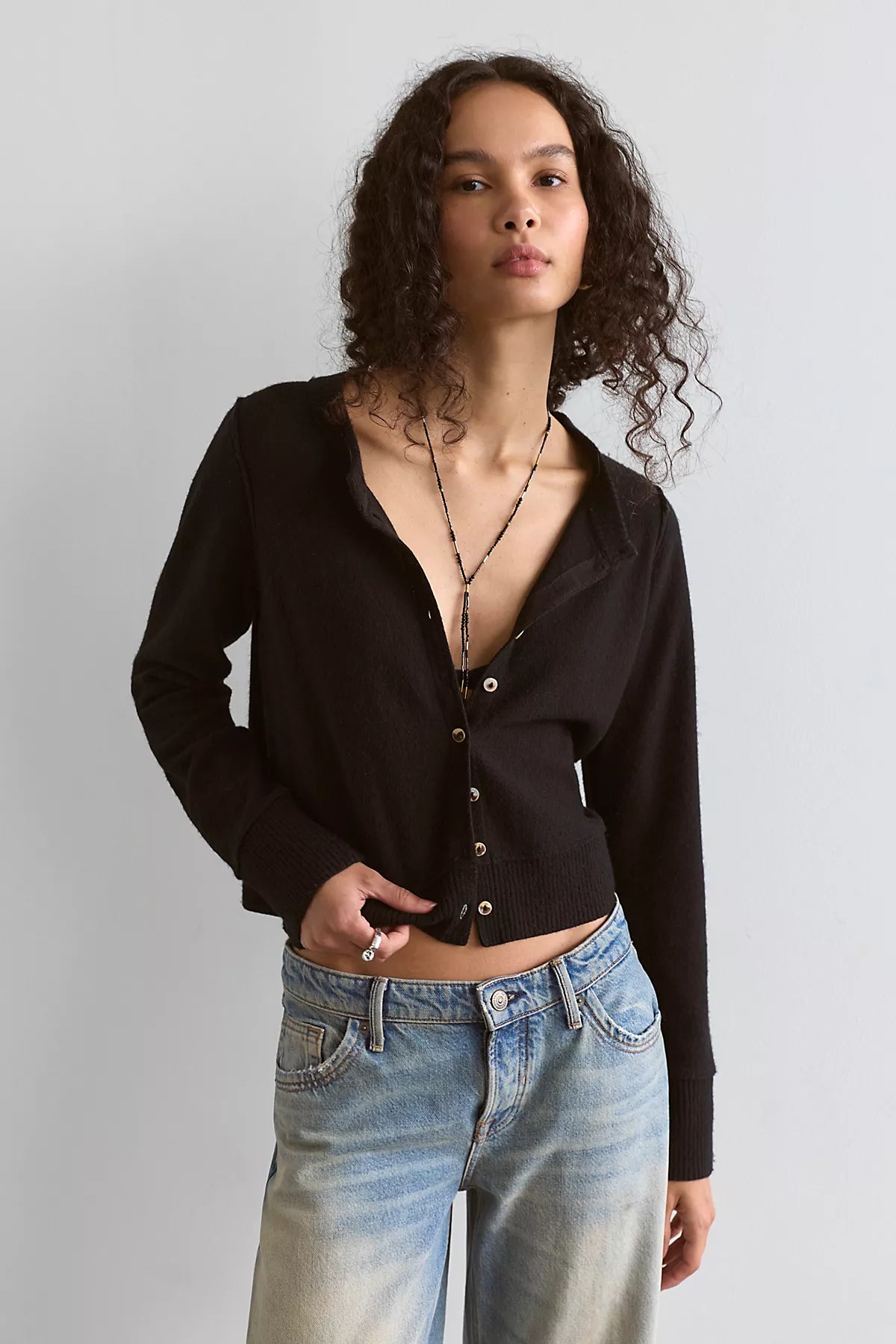 Nocturnal Solid Cashmere Cardi