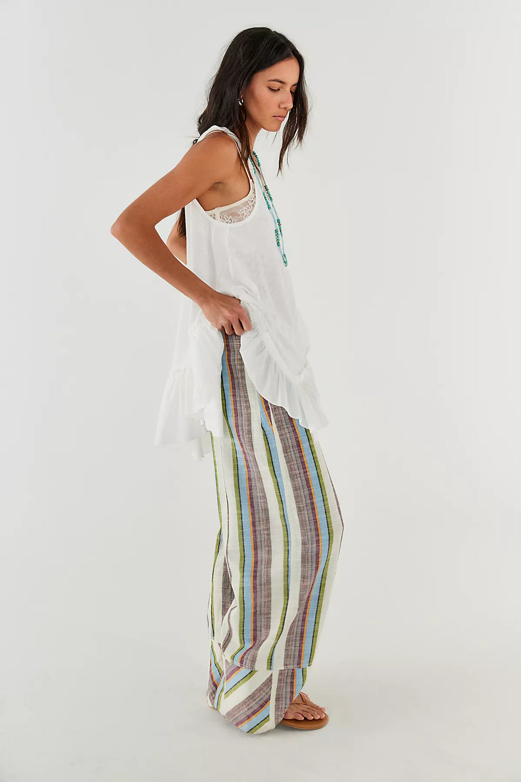 Day's End Linen Striped Pull-On Pants