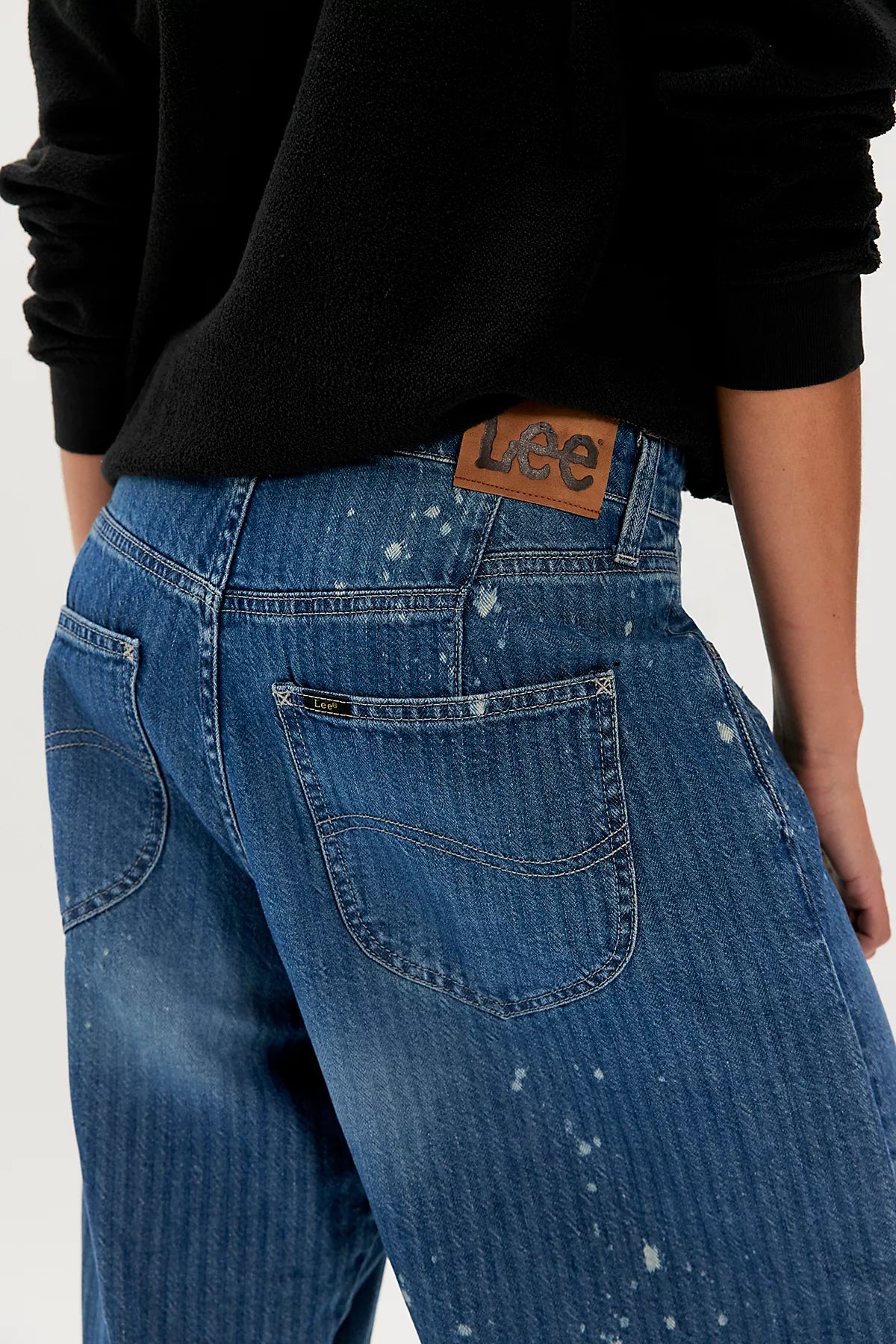 Lee Loose Button-Fly Striped Ankle Jeans