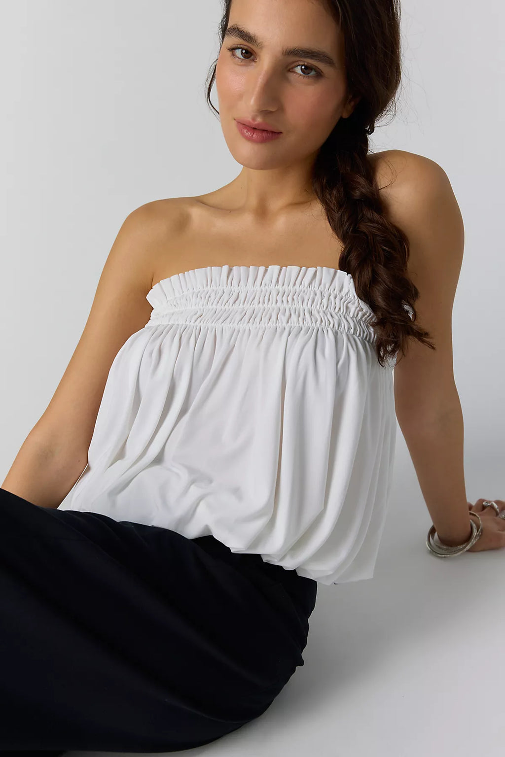 Norma Kamali Strapless Peasant Bodysuit