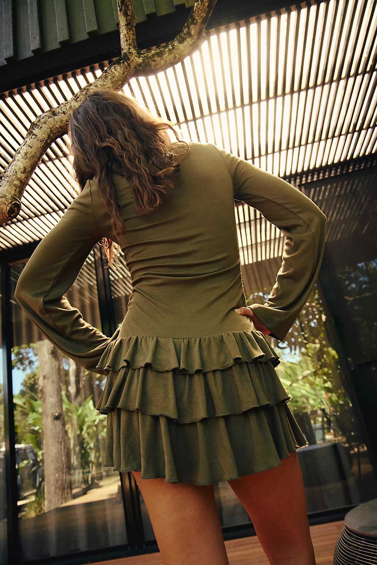 Good Feels Ruffle Long-Sleeve Mini Dress