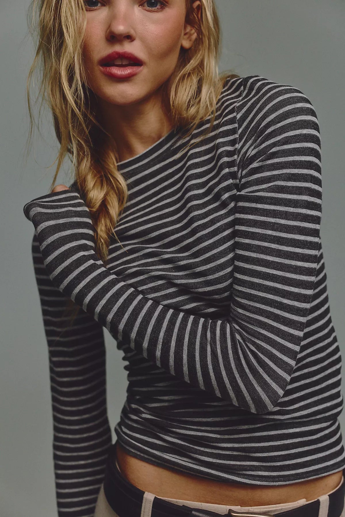 Just Enough Stripe Crew Neck Long Sleeve