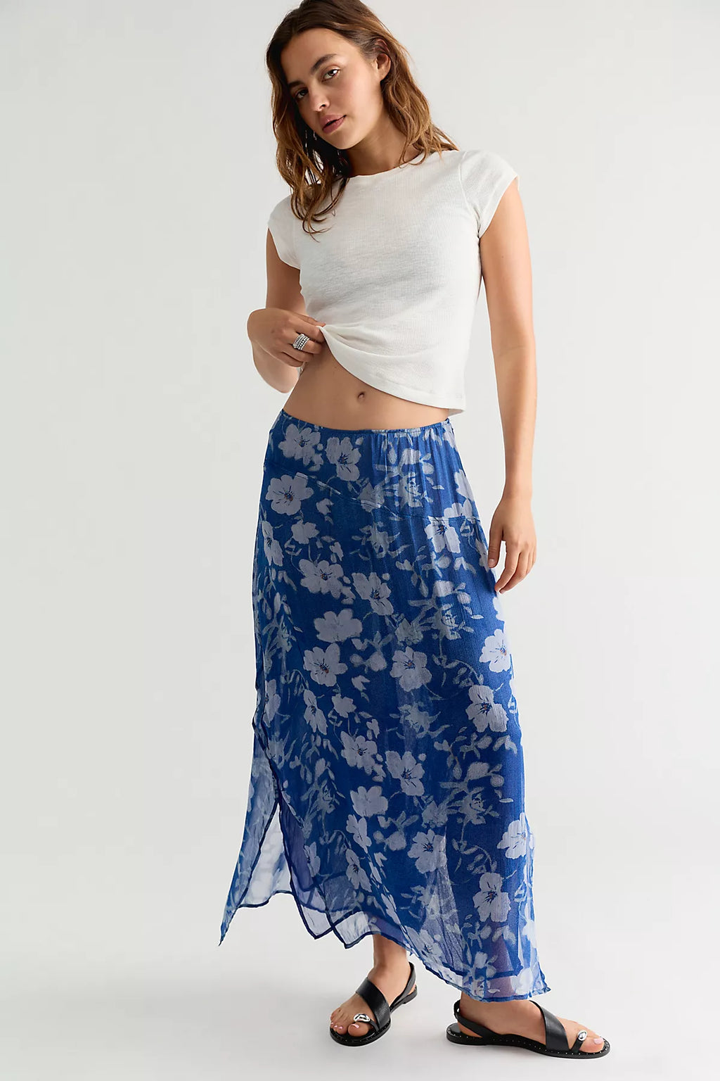 Karis Crinkle Midi Skirt