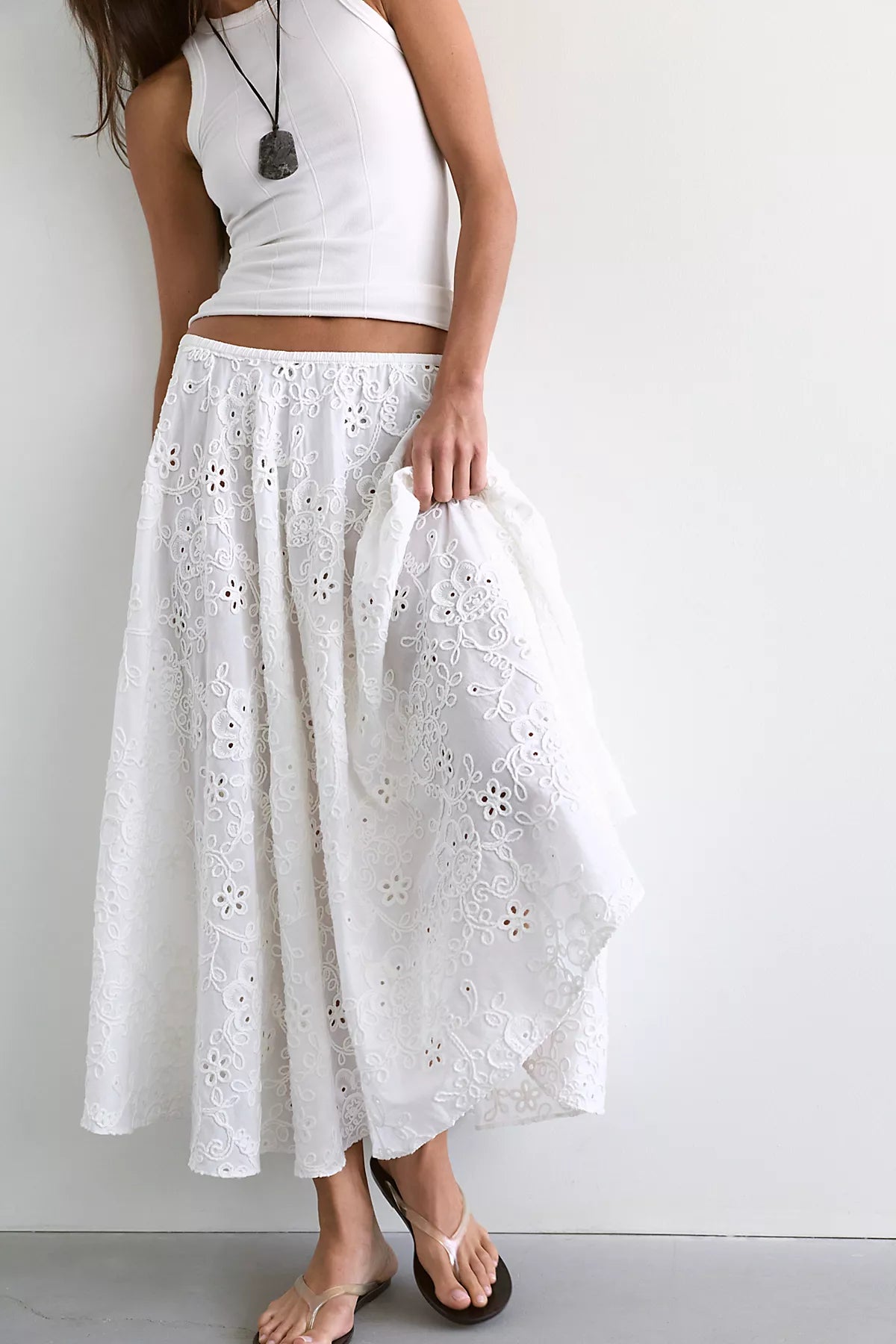 Norma Kamali Flared Cotton Midi Skirt