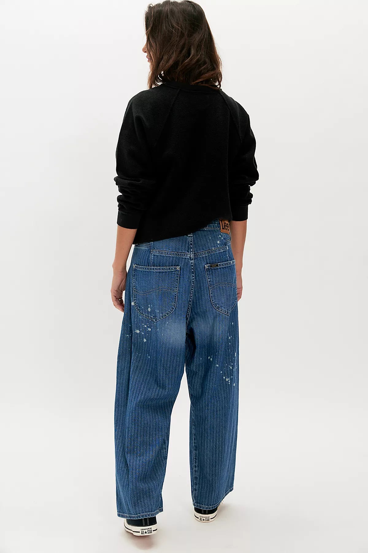 Lee Loose Button-Fly Striped Ankle Jeans