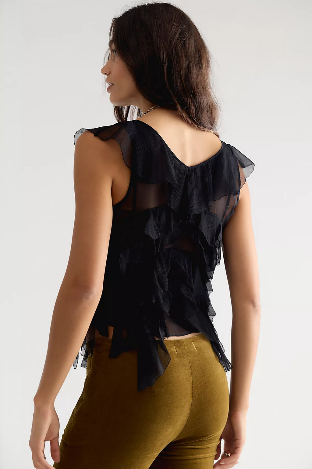 LoveShackFancy Elvareen Silk Ruffle Top
