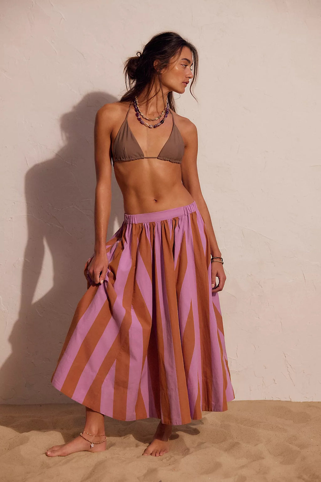 Lowen Striped Midi Skirt
