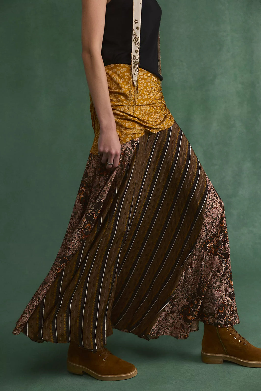Crossroads Printed Patch Maxi Skirt