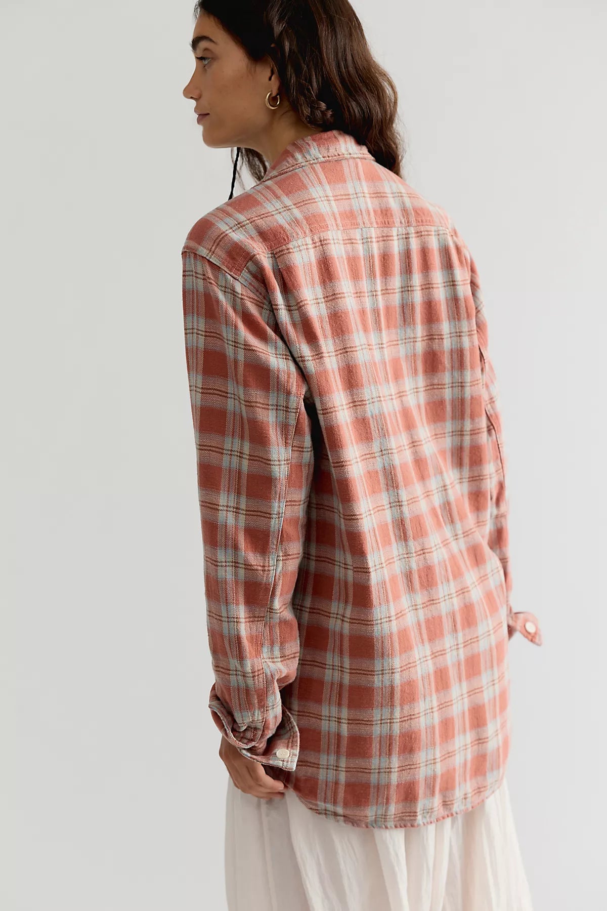 Llea Blue One-Pocket Boyfriend Shirt
