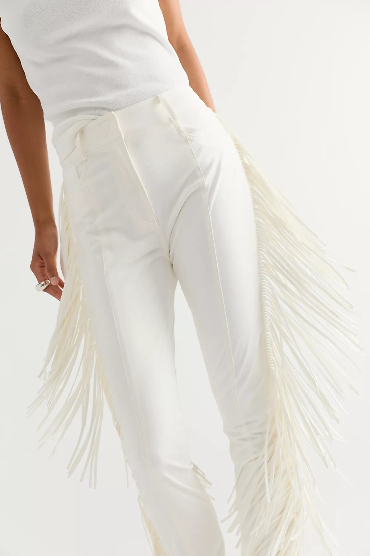 Norma Kamali Fringe Spat Slim Pants