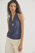 Cupro Cowl Neck Halter Top